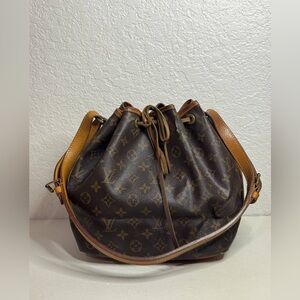 Authentic Vintage Louis Vuitton Petit Noe Shoulder Bag Monogram Drawstring